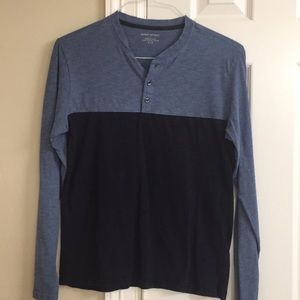 Two tone blue Henley